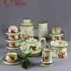 Bộ ấm chén men kem Vuông quai sứ và 4 Phụ kiện